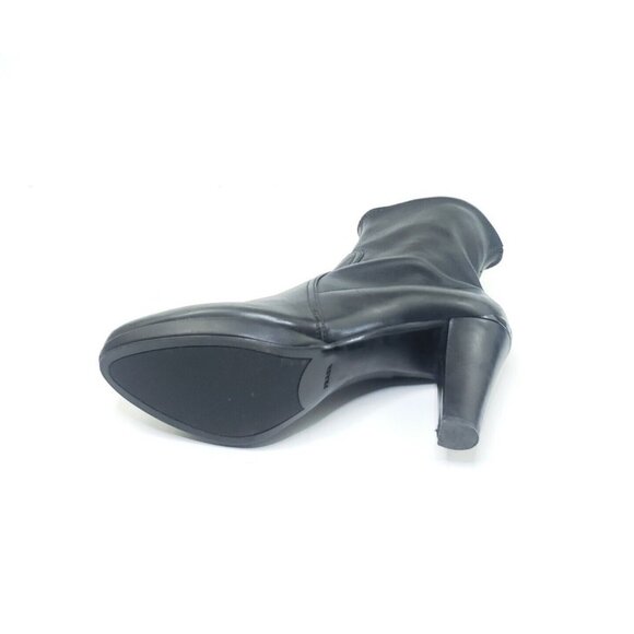Prada Platform Booties Heel Boots Black Leather Almond Toe Womens US 10 - Picture 6 of 10